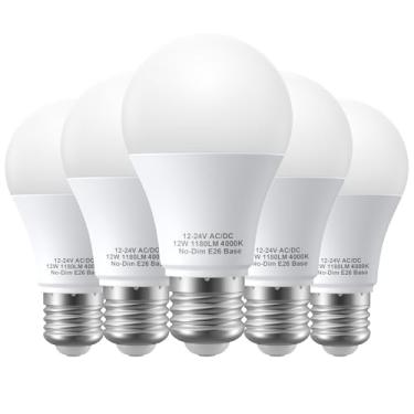 Imagem de AUIOMUTO Lâmpadas Led De 12 V, W, 1050 Lm, Branco Natural, 4000 K, Equivalente A 80 12-24 Baixa Tensão, Base E26, Ca/Cc Para Iluminação Solar Off-Grid, Barco Marinho, A19, Rv, Paisagismo, Jardim E Q