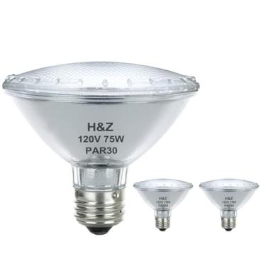 Imagem de H&Z Par30 Pescoço Curto, Pacote Com 2 Lâmpadas De 75 W, 120 V Base Média E26, Regulável Por Halogênio Par30, Branco Quente 3000 K, Alta Eficiência E Longa Vida Útil, Holofote Para Iluminação Trilhos