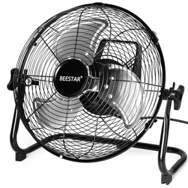 Imagem de BEESTAR Ventilador De Chão, Portátil Metal 3 Velocidades, Silencioso Para Casa, Piso Com Inclinação Ajustável, Escritório Doméstico, Quarto, Preto (12")