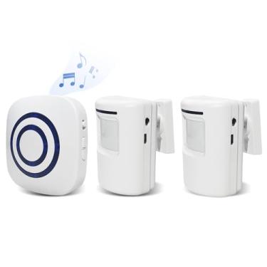 Imagem de HSYHous Alarme De Entrada Automóveis - E Detector Sensor Movimento Sem Fio, Sistema Alerta Segurança Residencial Longo Alcance Para Monitorar Proteger Propriedades (1 Receptor, 2 Sensores)