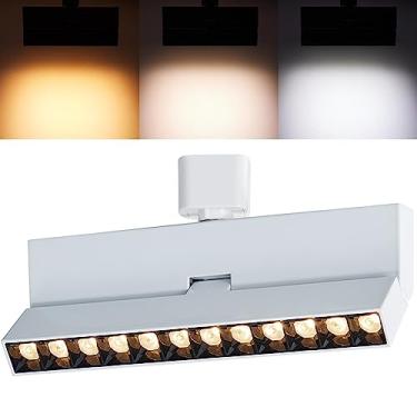 Imagem de VANoopee Cabeças De Iluminação Trilho H Reguláveis 3 Cores, Tipo Led, Luminárias Teto Modernas Para Cozinha, Loja Arte Parede, 3000K 4000K 5000K, Brilhante Sem Cintilação 30° Cri90+ Branco 12W