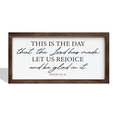 Imagem de Gkwa Este É O Dia Em Que Senhor Fez Um Sinal, Decoração Cristã, Placa De Madeira Com Escrituras Emolduradas, Salmo 118:24, Decoração, Versículo Bíblico Emoldurado Para Casa