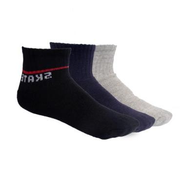 Imagem de Meia Juvenil Selene Kit 3 Cano Médio Esportiva Colorida, Multicolor, Ú