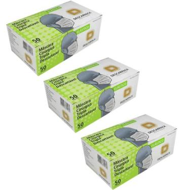 Imagem de Kit Com 3 Máscara Cirúrgica Tripla Descatável 50un - Descarpack, Branc