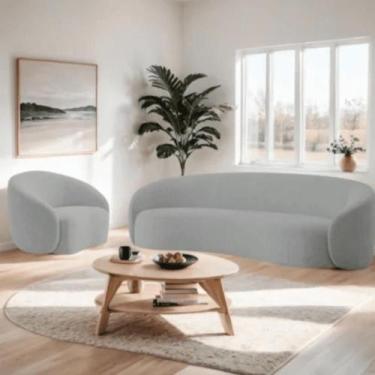 Imagem de Kit Sofá 3 Lugares 200cm e Poltrona Orgânico Luxo Recepção Sala de Est