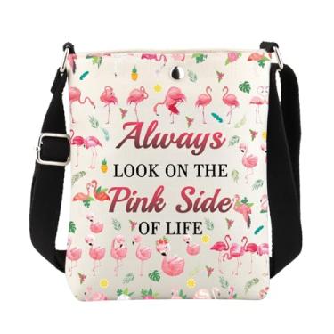Imagem de FUSTMW Bolsa transversal flamingo, presente de flamingo, rosa, para amantes de animais, flamingos, bolsa tiracolo com alça de ombro, Bolsa C lateral rosa