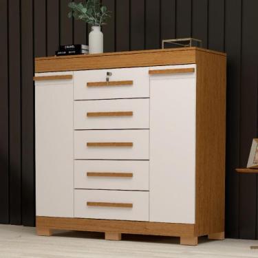 Imagem de Cômoda Sapateira 2 Portas 5 Gavetas Diana Prime com Pés e Chave ACP Mó