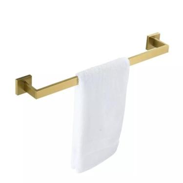 Imagem de Kit de banheiro dourado escovado - Toalheiro de aço inoxidável, porta-papel e gancho para roupas | Conjunto de 3 peças para montagem na parede, 4