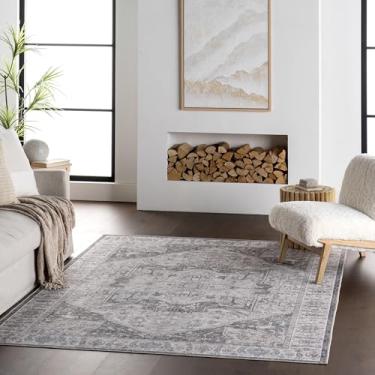 Imagem de Nuloom Vita Medallion Tapete quadrado lavável à máquina para sala de estar, quarto, sala de jantar, marrom