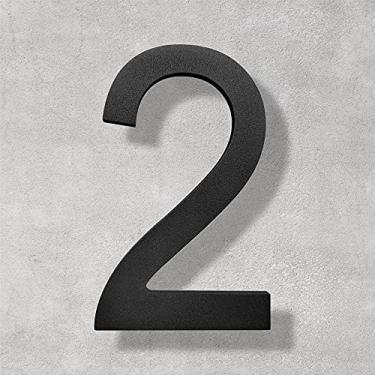 Imagem de BetLight Números de casa de 12 cm de altura - Número de endereço residencial flutuante de aço inoxidável à prova de ferrugem, acabamento preto fosco elegante (número 2)