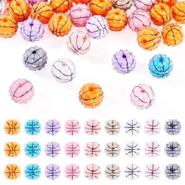 Imagem de Bestewelry Contas de strass de resina de 16 mm para canetas, contas espaçadoras grossas de basquete, contas de bola de discoteca pavimentadas para chaveiro, artesanato faça você mesmo para fazer joias