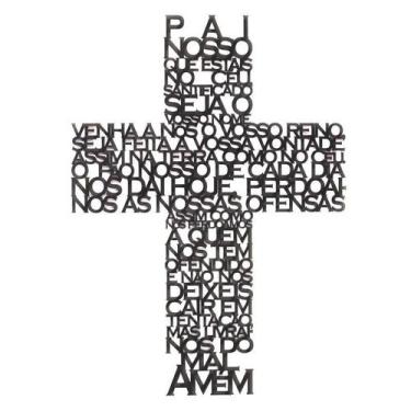 Imagem de Quadro Decorativo Pai Nosso 55x39x5 Oração Enfeite Cruz - NoBrand