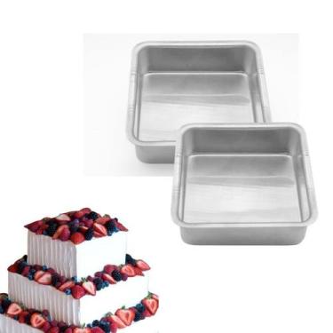 Imagem de Kit 02 Formas Quadrada Pudim Bolo 25x7 Aluminio - CAPARROZ
