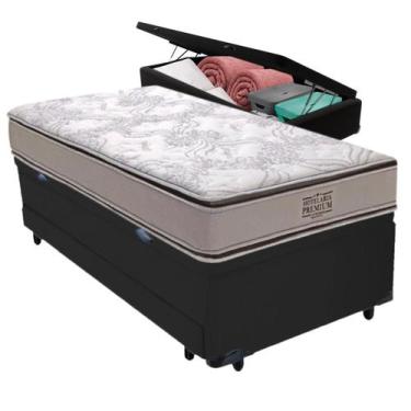 Imagem de Bicama Baú + Colchão Four Season Molas V-tech Solteirão, Preto