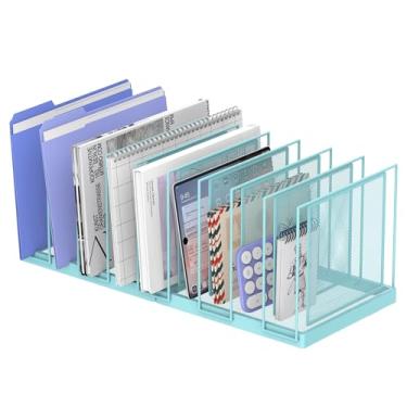 Imagem de JMHUD Organizador de arquivos de 9 seções para mesa, suporte de arquivos vertical, organizador de pasta de arquivos de mesa, organizador de mesa de malha vertical, organizador de correspondência