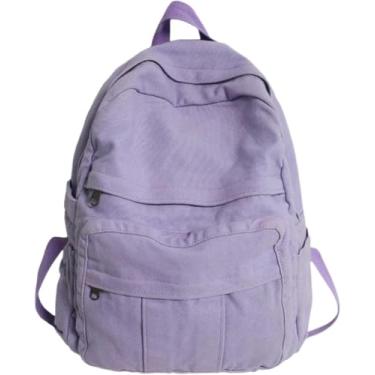 Imagem de Mochila Escolar Casual Menina Tecido Mochila Escolar Faculdade Studet Vitage Wome Mochila Cavas Feminino Laptop Bolsa Viagem Las, Purple, L32cmW13cmH34cm