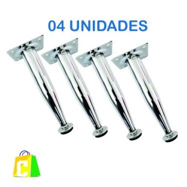 Imagem de 4 Pé De Cozinha Cromado Cônico 15cm Regulável Aço Reforçado - P&J