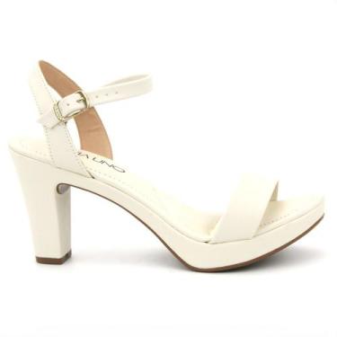 Imagem de Sandália Via Uno Salto Grosso Meia Pata 411004 Feminino, 37, Off, Whit