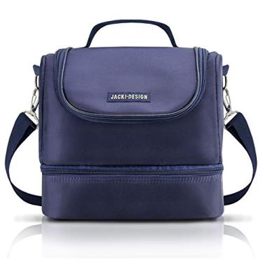 Imagem de BOLSA TÉRMICA MARMITA ACADEMIA FITNESS COM 2 COMPARTIMENTOS ALÇA AJUSTÁVEL MASCULINA LISA JACKI DESIGN AZUL