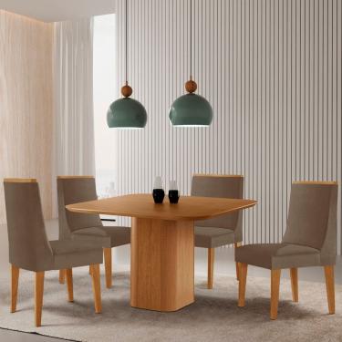 Imagem de Mesa de Jantar Eloise 90cm Tampo MDF Laminado com 4 Cadeiras Lisboa Moderna Mobilia