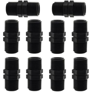 Imagem de BLLNDX Adaptador de tubo roscado duplo macho 10 peças PVC paisagem inteligente irrigação por gotejamento acessórios de montagem de elevação 1/5.1 cm para sistema de irrigação de gramado de jardim