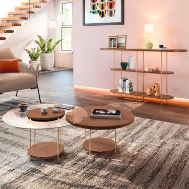 Imagem de Aparador Infinity E Mesas De Centro Sky Castanho - Hb Móveis