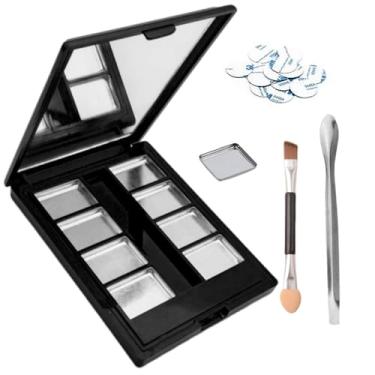 Imagem de Ouliget Paleta de maquiagem de sombra de plástico, batom cosmético creme blush em pó bandeja magnética multitreliça, fecho de pressão pequena caixa espelho ferramenta útil para viagem