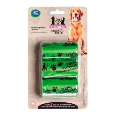 Imagem de Conjunto de Sacolas Higiênicas Coletoras Pet Verdes 4L - Sanremo