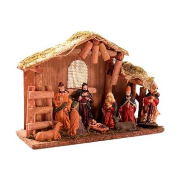 Imagem de Fenteer Coleção de decoração de presépio de Natal, decoração artesanal, itens tradicionais colecionáveis, ornamentos religiosos