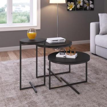 Imagem de Conjunto com 3 mesas Laterais Estilo Industrial Freedom Móvel na Caixa