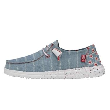 Imagem de Hey Dude Wendy Chambray feminino | Sapatos femininos | Mocassins femininos com cadarço | Confortável e leve, Estrela jeans, 35