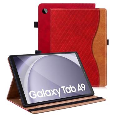 Imagem de Varohix Capa para Samsung Galaxy Tab A9 de 8,7 polegadas 2023 capa de couro PU suporte de visualização multiângulo com bolso para cartão para Galaxy Tab A9, capa vermelha