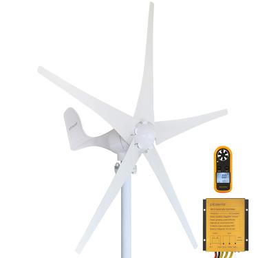 Imagem de Kit de gerador de turbina eólica Pikasola 400 W 12 V com 5 lâminas, kit de gerador de vento com controlador de carga, gerador de energia eólica para marinha, trailer, casa, gerador de moinho de vento, adequado para sistema de vento solar híbrido