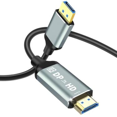 Imagem de Adaptador/cabo DisplayPort 4K para HDMI | Sincronização de áudio e vídeo DP1.2 para HDMI 4K 60Hz | SR antiquebra, compatível com Dell HP, para HDTV/monitor/projetor/PC (cabo DP para HDMI)