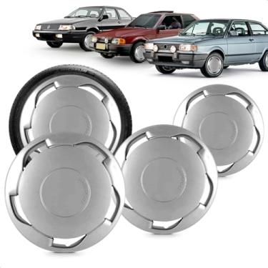 Imagem de Kit 4 Calotas Modelo Orbital Universal Aro 14 Prata Aro De Pressão Grid