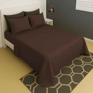 Imagem de Lençol Casal Sem Elástico Superior Malha Liso 100% Algodão (Marrom)