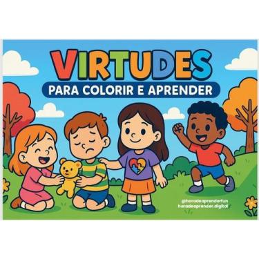 Imagem de 22 Folhas Avulsas Colorir Virtudes Infantis + Acetato - Abelhonauta