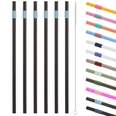 Imagem de Canudos de substituição para copo Owala 1,134 g - inclui 6 canudos e 1 pacote de escova de limpeza (marrom café)