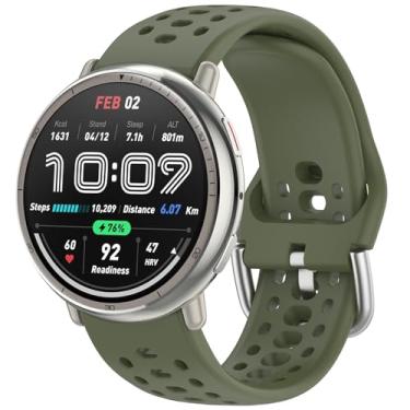 Imagem de Nacorulu Compatível com pulseiras Amazfit Active 2, pulseira de silicone de 20 mm de largura para smartwatch Amazfit Active/Active 2S/GTS 4 mini/GTR Mini/Bip 3 Pro (verde militar)