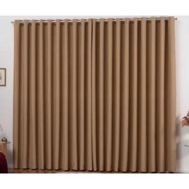 Imagem de Cortina Blackout Lisboa Ilhós Cromado Marrom Claro 7,00x2,80