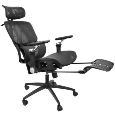 Imagem de Cadeira de Escritório Ergonômica com Encosto Ajustável em Múltiplas Posições até 145°, Apoio para os Pés, Apoio Lombar e Apoio de Cabeça Ajustáveis, Braços 9D e Capacidade de Carga de até 150 kg