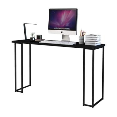 Imagem de D+MOB Escrivaninha de Metal com Tampo De MDF – Mesa Compacta para Escritório ou Estudo (Preto)