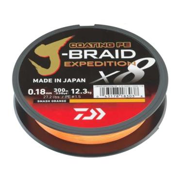 Imagem de DAIWA J-Braid Expedition X8E, 0,10 mm, 6,9 kg/15,2 lbs, 300 m, laranja esmagado, linha de pesca trançada