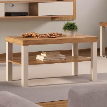 Imagem de Mesa de Centro Artely Up Retangular Carvalho e Off White
