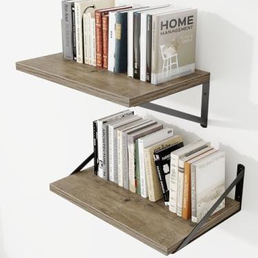 Imagem de Prateleiras de parede profundas 40 cm L x 30 cm P Prateleiras flutuantes de madeira projetada para parede, suporte de metal resistente, decoração de casa, armazenamento para sala de estar, quarto