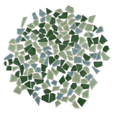Imagem de NOLITOY Azulejos de cerâmica coloridos de 200 g para artesanato DIY, peças de cerâmica de formas irregulares, superfície lisa, acabamento esmaltado para decoração de casa, projetos de arte, verde