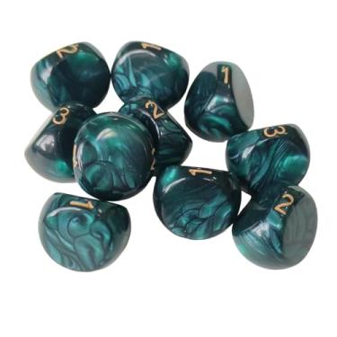 Imagem de TTETTZ Conjunto de dados com 10 peças, dados de 3 lados, brinquedos de entretenimento, lembrancinhas de festa, de acrílico, para jogos de mesa KTV e bar, Verde
