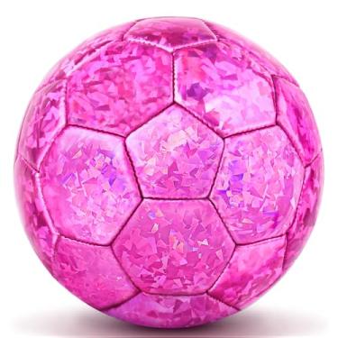 Imagem de DLUGOPIS Mini bola de futebol rosa tamanho 2 bola esportiva para crianças pequenas, quintal, brinquedos ao ar livre para meninos e meninas, jardim de infância, estudantes