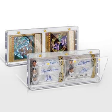 Imagem de Pacote com 2 porta-cartões magnéticos horizontais – Estojo para cartão colecionável 175PT One Touch com ímã duplo, acrílico sem UV e ácido – Serve para mangas semirígidas, beisebol e cartas de baralho