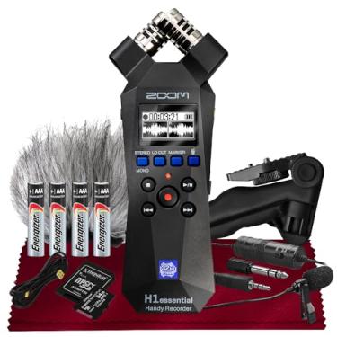 Imagem de Zoom H1essential Gravador estéreo prático, gravador de áudio portátil H1 Essential (H1E) flutuante de 32 bits, microfone USB e X/Y, SD de 64 GB, tripé, microfone condensador, muff de microfone e muito